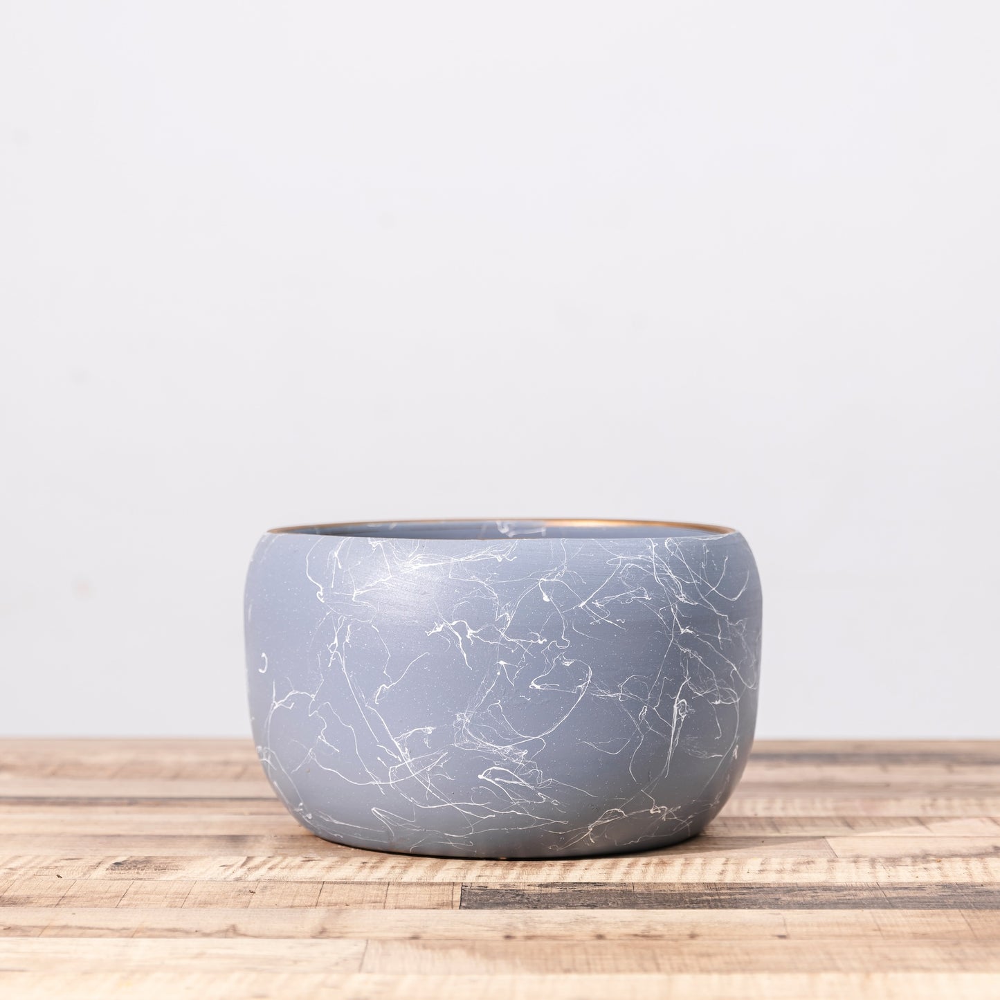 Marbled Ocean Gray Ceramic Pot