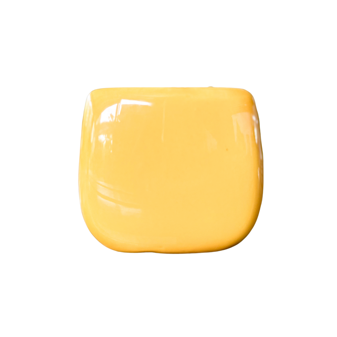 SMALL YELLOW SQUARE GLOSSY CERAMIC PLANTING POT