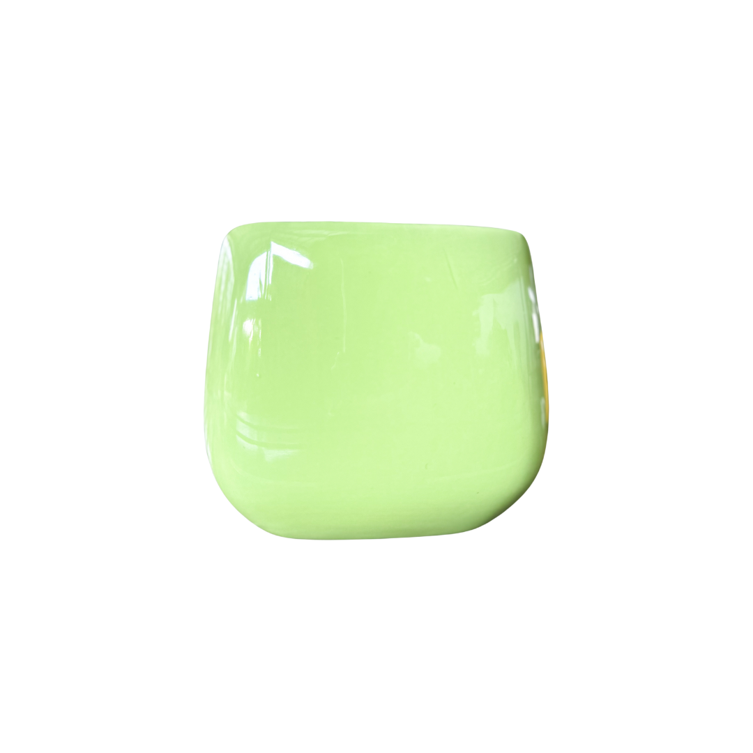 SQUARED GREEN GLOSSY CERAMIC PLANTING POT