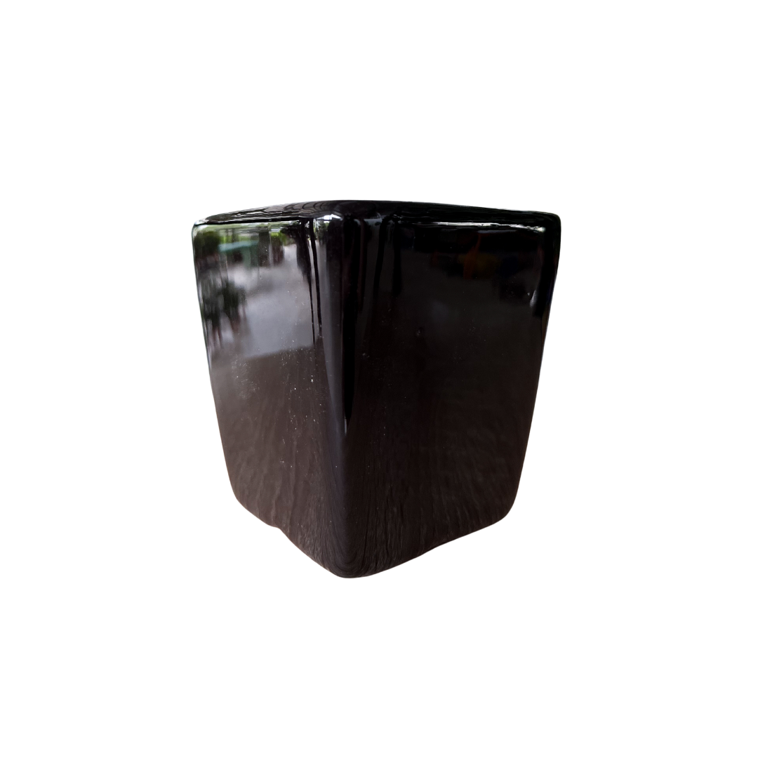 BLACK SQUARED GLOSSY CERAMIC PLANTING POT