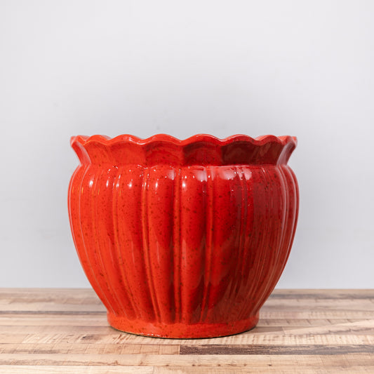 Radiant Red Fluted Planter