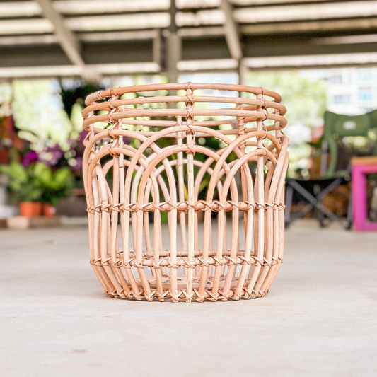 Rattan Basket, Rattan Round Pot Stand, home decor, garden decor, plant pot, garden pot, rattan pot, rattan plant stand, rattan living. rattan style