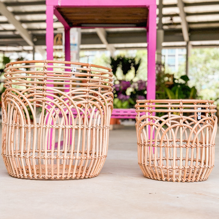 Rattan Basket, Rattan Round Pot Stand, home decor, garden decor, plant pot, garden pot, rattan pot, rattan plant stand, rattan living. rattan style
